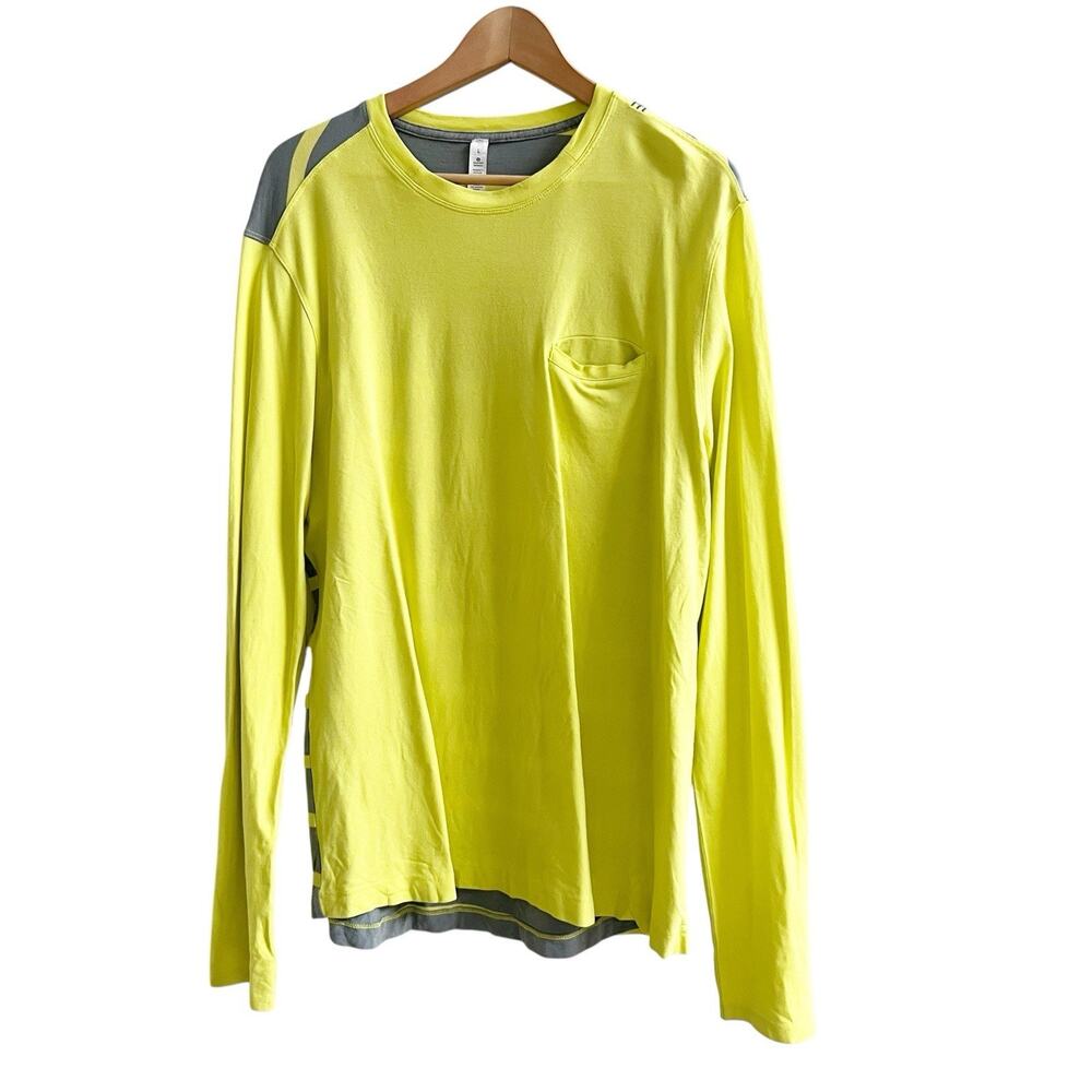 Lululemon In Your Element Long Sleeve Mens Athletic Tee Yellow Grey Size XL Top
